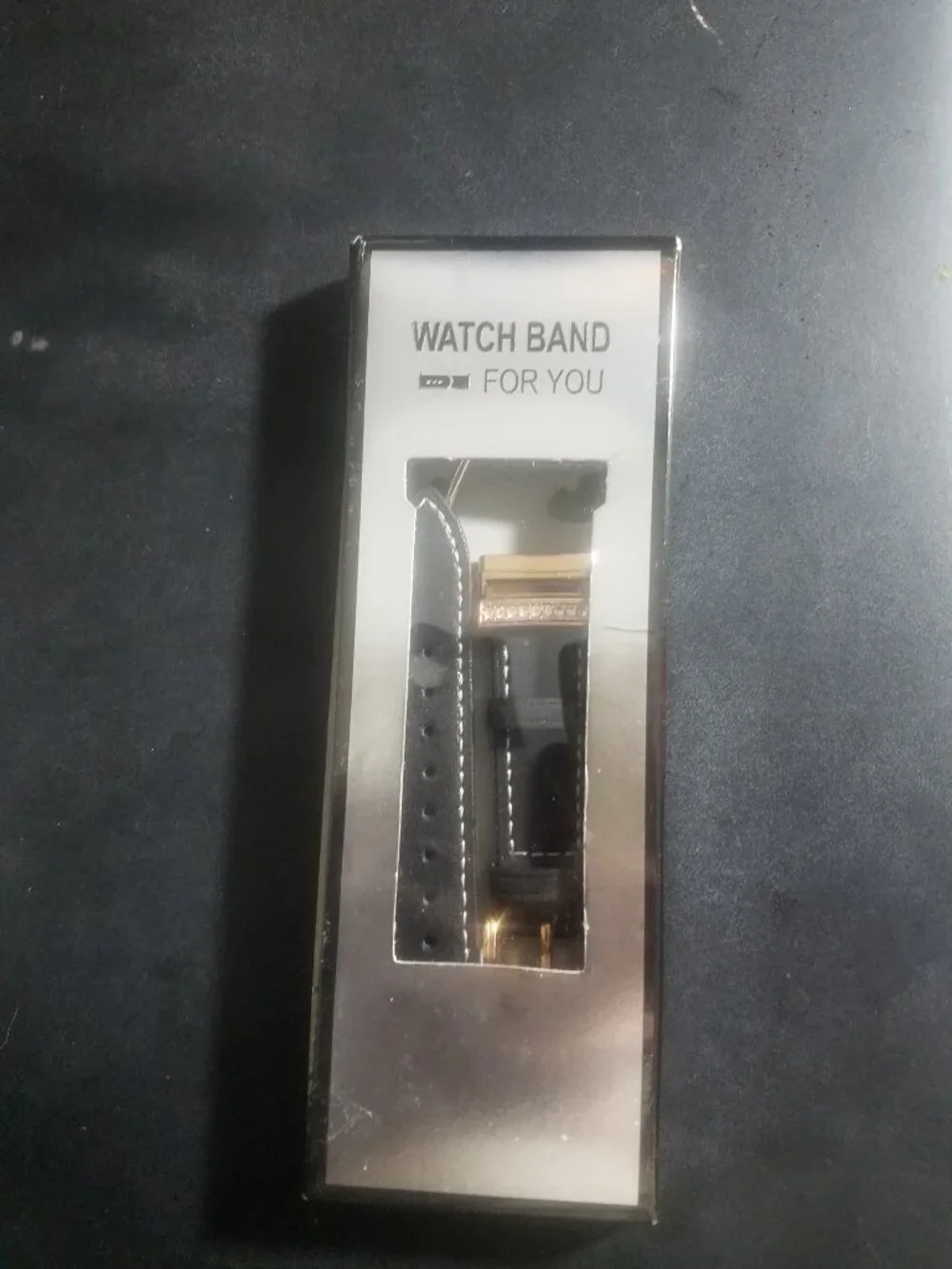 Replacement Black Leather Watch Band with Rose Gold DiamondsFitbit Versa 3 Or 4